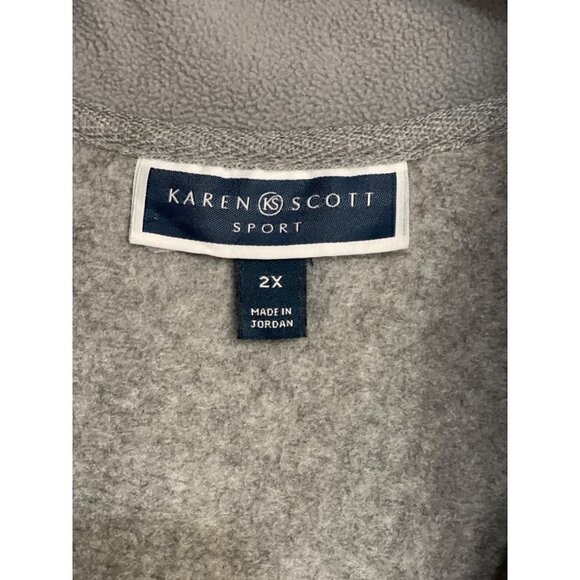 KARIN SCOTT SPORT Women's Fleece Vest Plus-Size 2X Grey Zip Pockets Zip Front - Picture 5 of 10